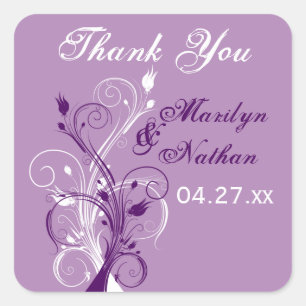 Lilac roxo 1,5" floral branco etiqueta do