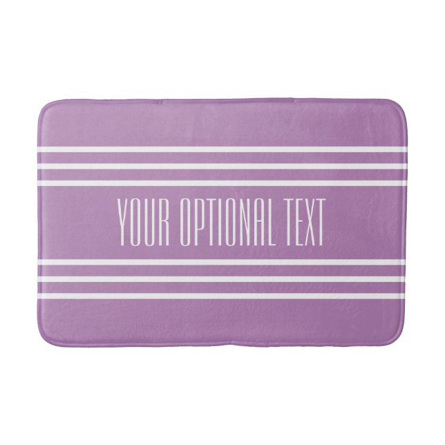 Lilac Stripes tapetes de banho de texto personaliz (Frente)