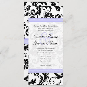 Lilac Trim Black Damask Swirls Convite Para Casame