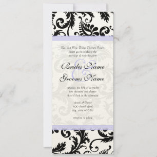 Lilac Trim Black Damask Swirls Convite Para Casame