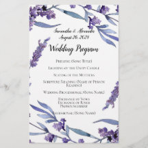 Lilac Watercolor Elegant Wedding Program