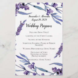 Lilac Watercolor Elegant Wedding Program