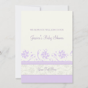 Lilac White Floral Personalizada Bebês Convites