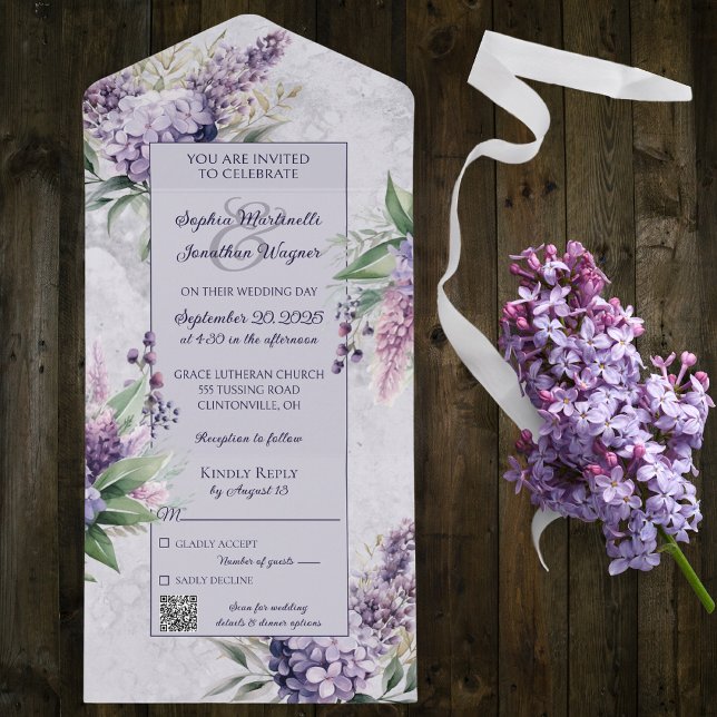 Lilacs e Heather em Lavanda com o Código QR (Also available without QR code)