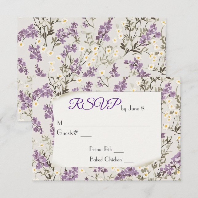 Lilas de Casamento RSVP (Frente/Verso)
