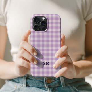 Lilás Roxo Gingham Monograma Professora Personaliz