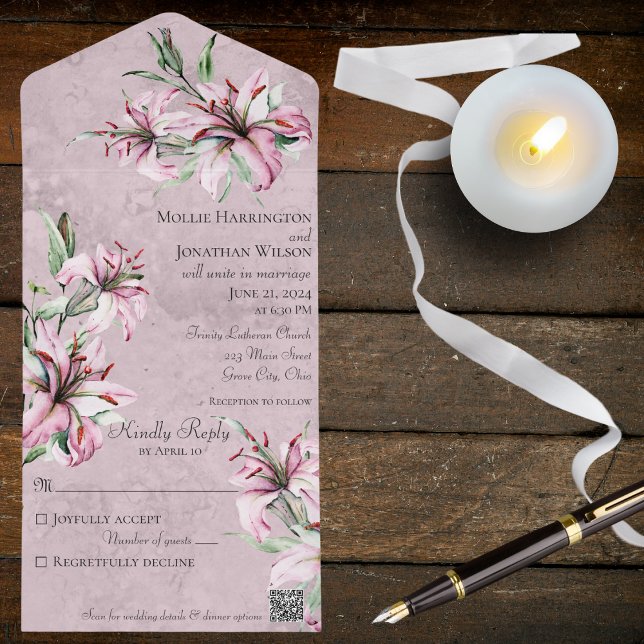 Lilases Rosa em Mauve Envelhecido com Código QR (Criador carregado)