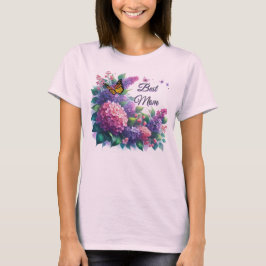 Lilases Roxos Melhor Camiseta Floral Mãe