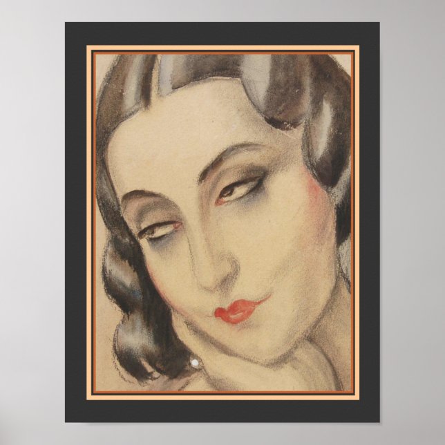 "Lili Elbe" Art Deco Impressão por Gerda Wegener (Frente)