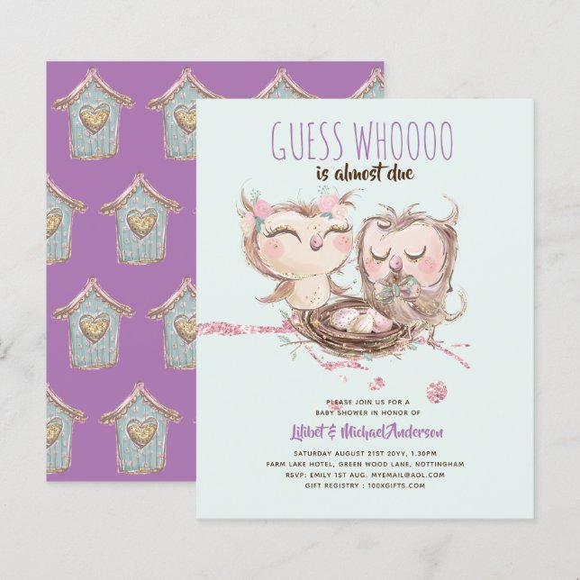 Lilibet Owl Baby Chá (Frente/Verso)