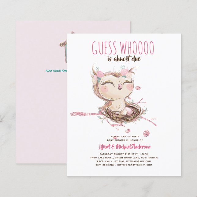 Lilibet Owl Baby Chá (Frente/Verso)