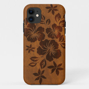Lilikoi Hibiscus Hawaiian Faux Wood iPhone 5 Capas