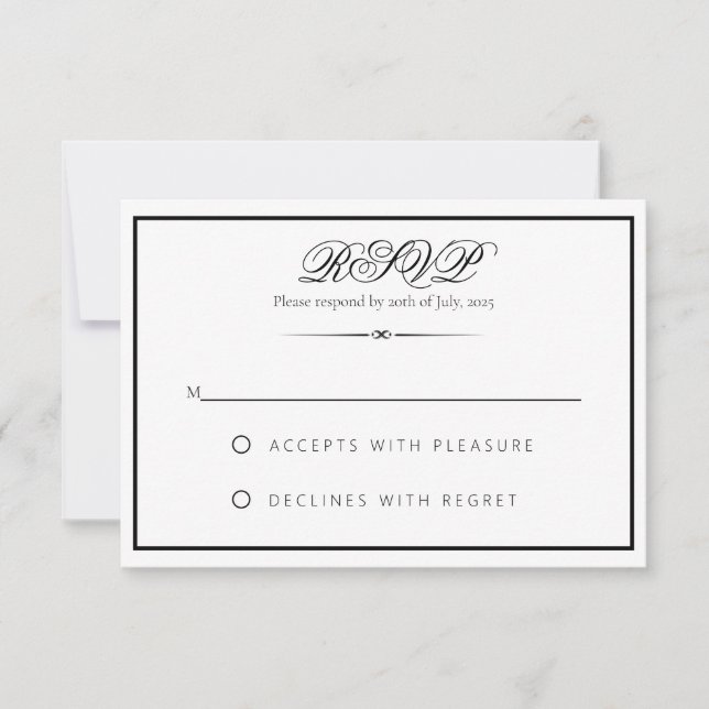 Lily - Cartão de Resposta RSVP Monocromático Elega (Frente)