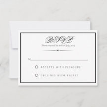 Lily - Cartão de Resposta RSVP Monocromático Elega