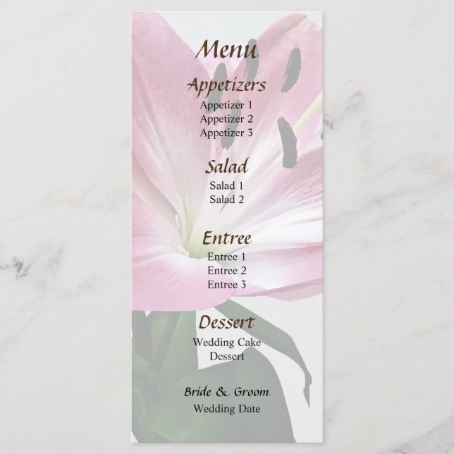 Lily e Bud Wedding Menu (Frente)