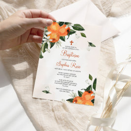 Lily e Orange Floral Baptism Convite