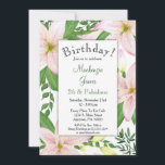 Lily Floral Convite de aniversário Rosa Senhoras<br><div class="desc">Um convite romântico e clássico de aniversário floral de lírio rosa.</div>
