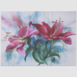Lily Lily Watercolor Art Decoupage Papel Tecido