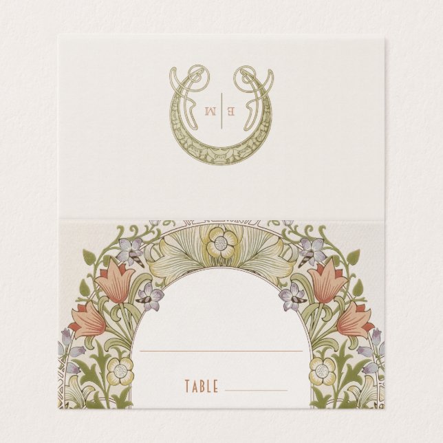 Lily Name Cards Wedding Mesa Vintage (Exterior Desdobrado)