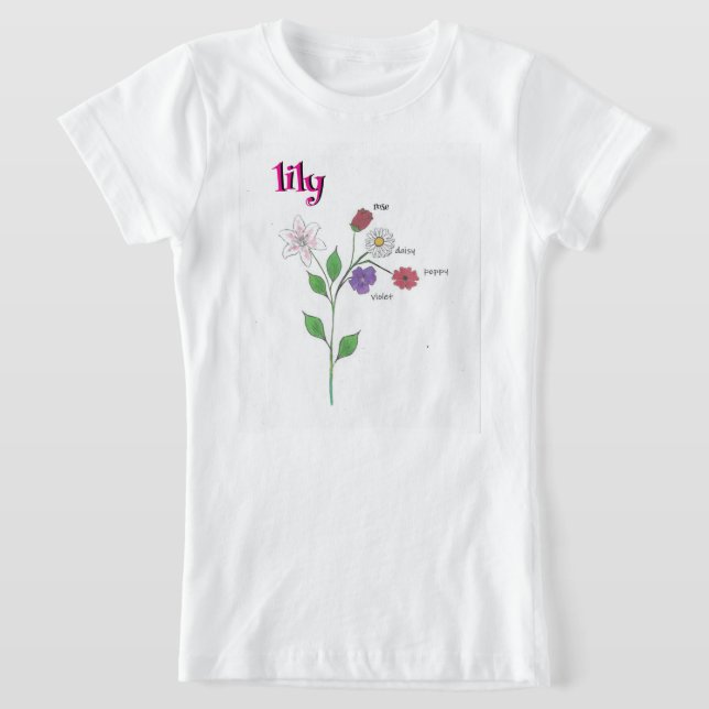 Lily Name Girl's Flower T-Shirt (Postura )