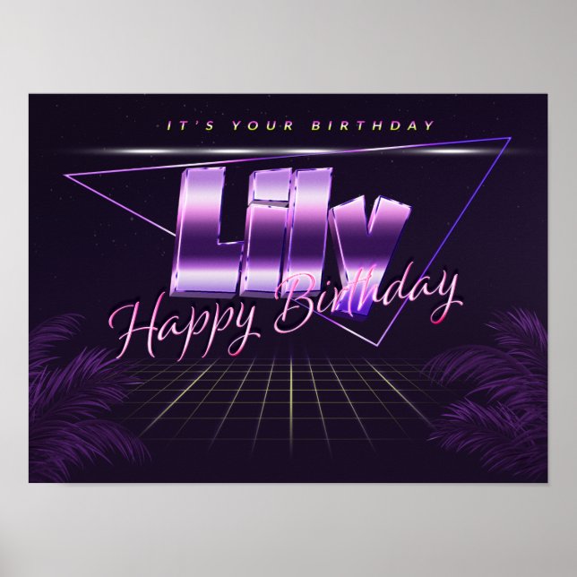 Lily Name Vorname lila retro Poster Geburtstag (Frente)
