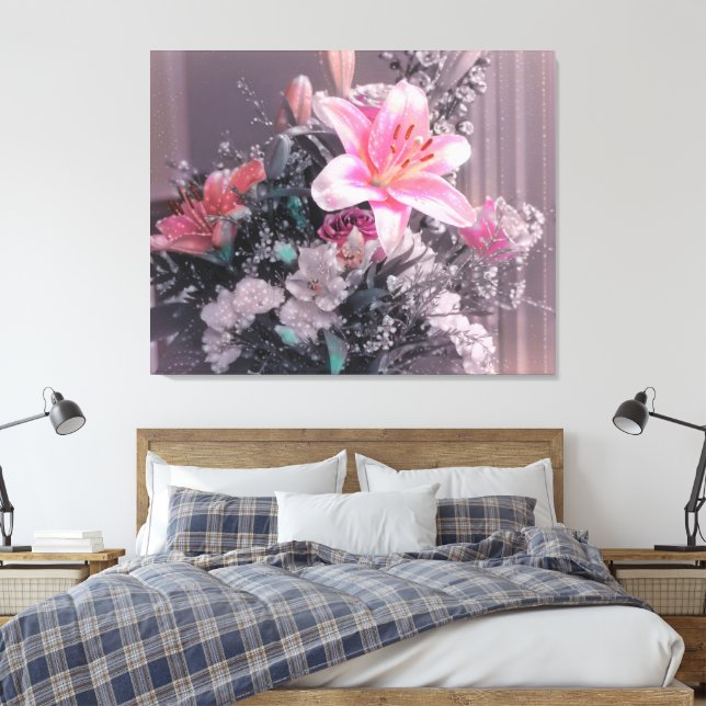 Lily Rosa Pearia Canvas Buquê (Insitu(Quarto))
