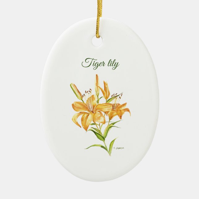 Lily Tiger com flor, ou seja, ornamento cerâmico (Frente)