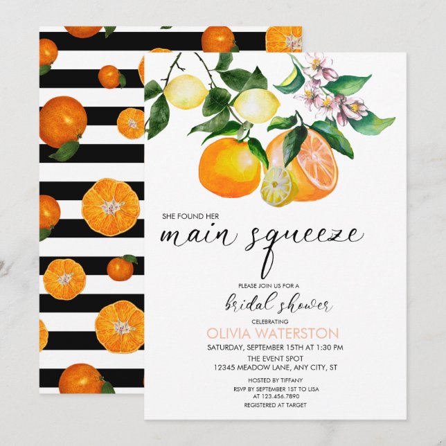 Lima | Citrinos | CONVITES DE CHÁ DE PANELA (Frente/Verso)