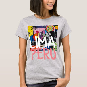 Lima Peru, Camisa de Mural de Grafite Legal, M