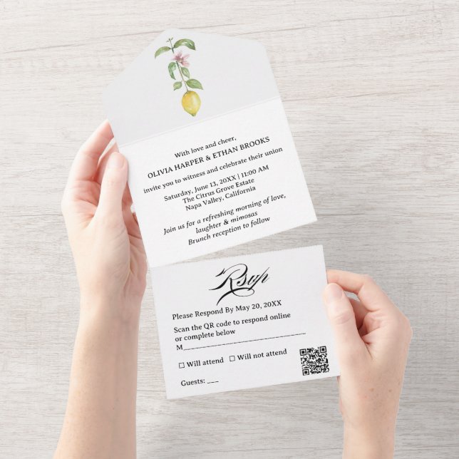 Limão Cítrico junto com Brunch de Casamento RSVP (Aba destacável)