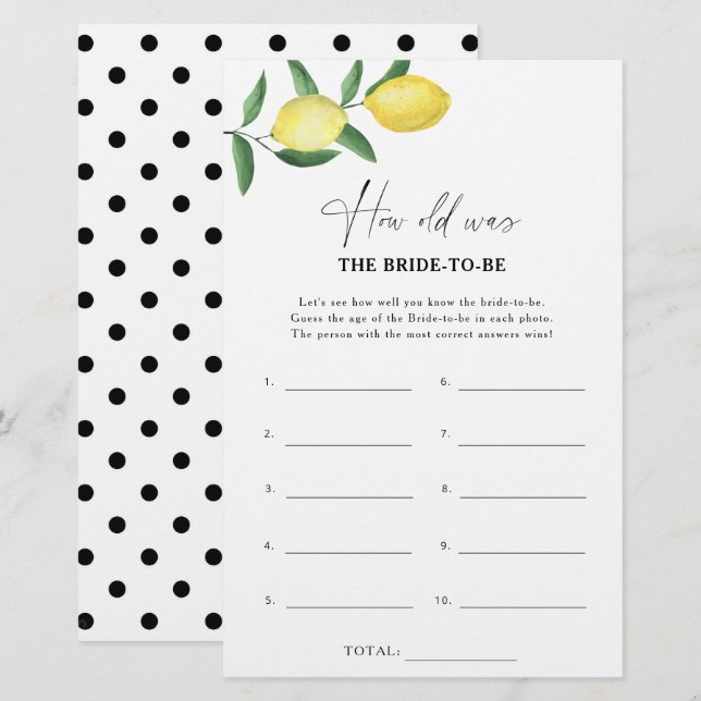 Limão de Citrus - Quantos anos a noiva tinha para  (Frente/Verso)