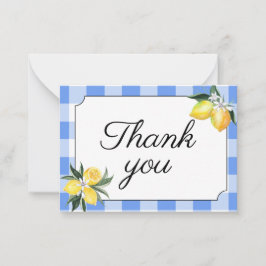 Limão e Cartões de agradecimentos de Gingham Azul
