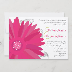 Limão e Fuchsia Gerber Daisy Wedation Convite