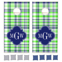 Limão, Marinho, Que Preppy Madras Quatrefoil Monog