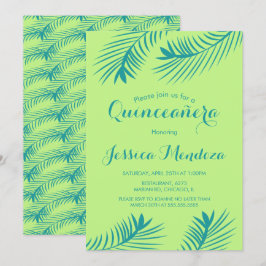 Limão Palm Leaf Quinceañera Sweet 16 Convite