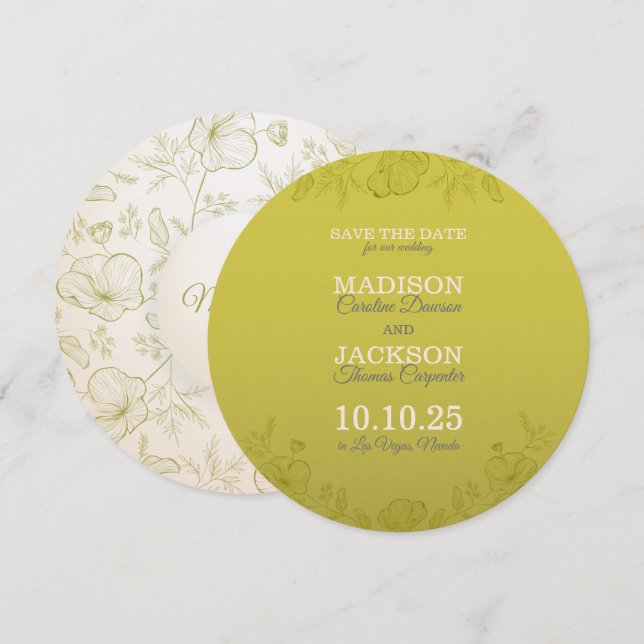 Limão Romântico E Tan Salvar O Cartão De Data (Frente/Verso)