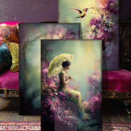 Lime Whispers Ethereal Portrait Bird & Floral