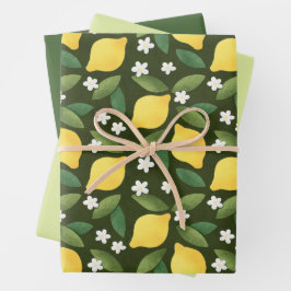 Limões Amarelos, Folhas Verdes e Flores Brancas