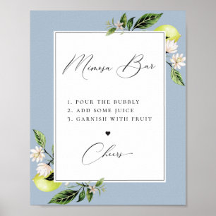 Limões Botânicos Elegantes Poster de Bar Mimosa