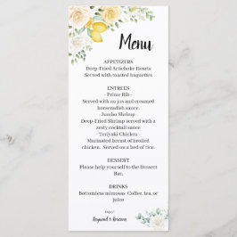 Limões e Rosas Menu Chá de panela de Casamento