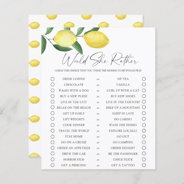 Limões - Ela iria jogar Preferencialmente? (Frente/Verso)