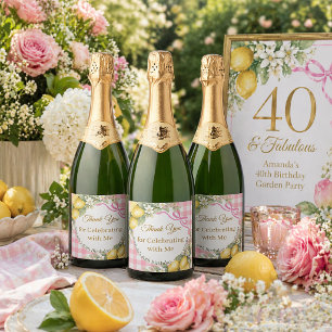 Limões gingham laço rosa jardim Obrigado Aniversár