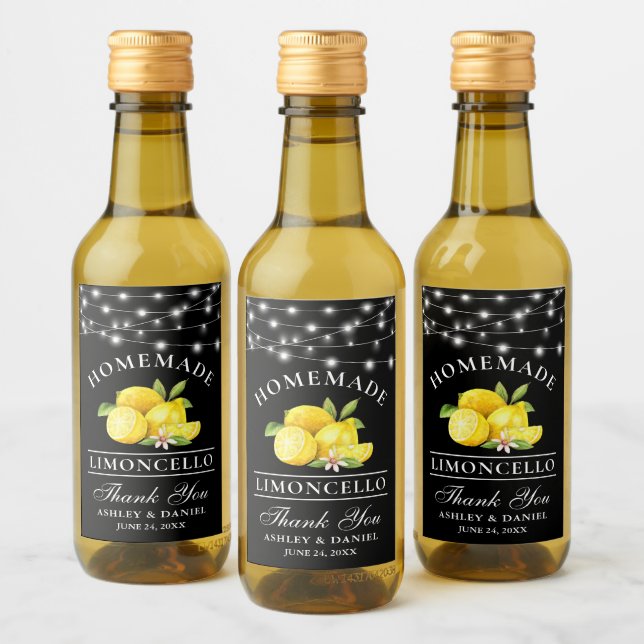 Limões Limoncello Luz Preto Mini Etiqueta (Garrafas)