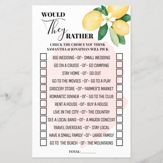 Limões Rosa Iriam Eles Preferencialmente Cartão De (Frente)