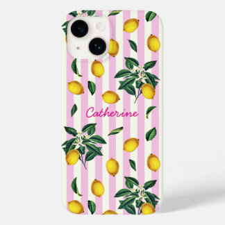 Limões Vintage Mediterrâneo Listras Rosa Nome