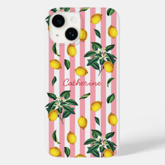 Limões Vintage Mediterrâneo Listras Rosa Nome