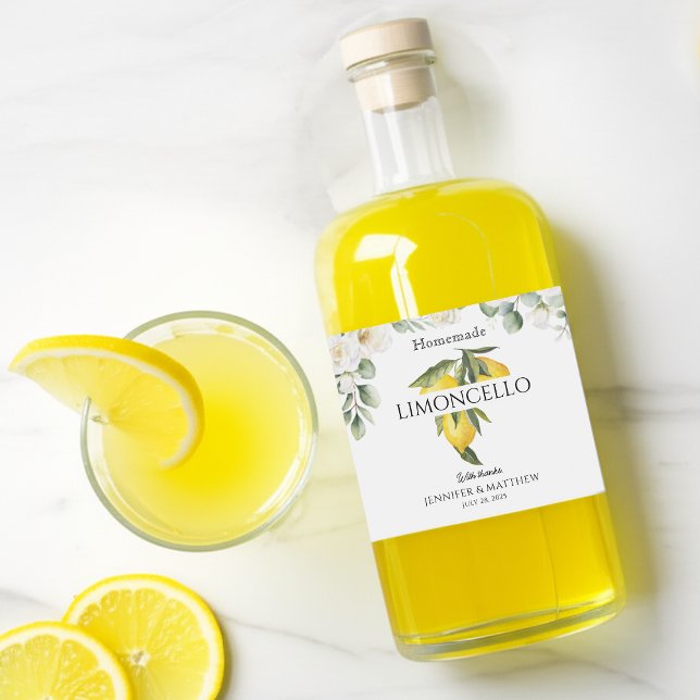 Limon Limoncello Obrigado Favor de Casamento  (Lemon Limoncello Thank You Wedding Favor Liquor Bottle Label)