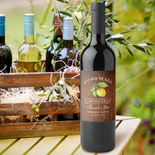 Limon Wood Limoncello Obrigado Rótulos de Frasco