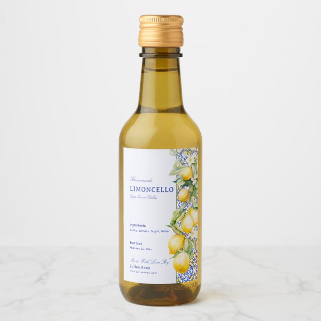 Limoncello Caseiro Azulejo Italiano Floral Limão (Frente)