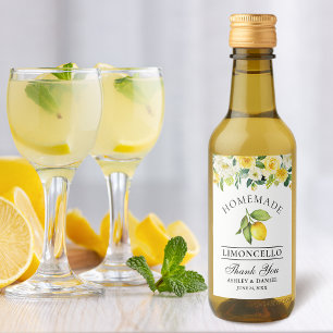 Limoncello Lemon Mini Rótulos de Frasco Floral